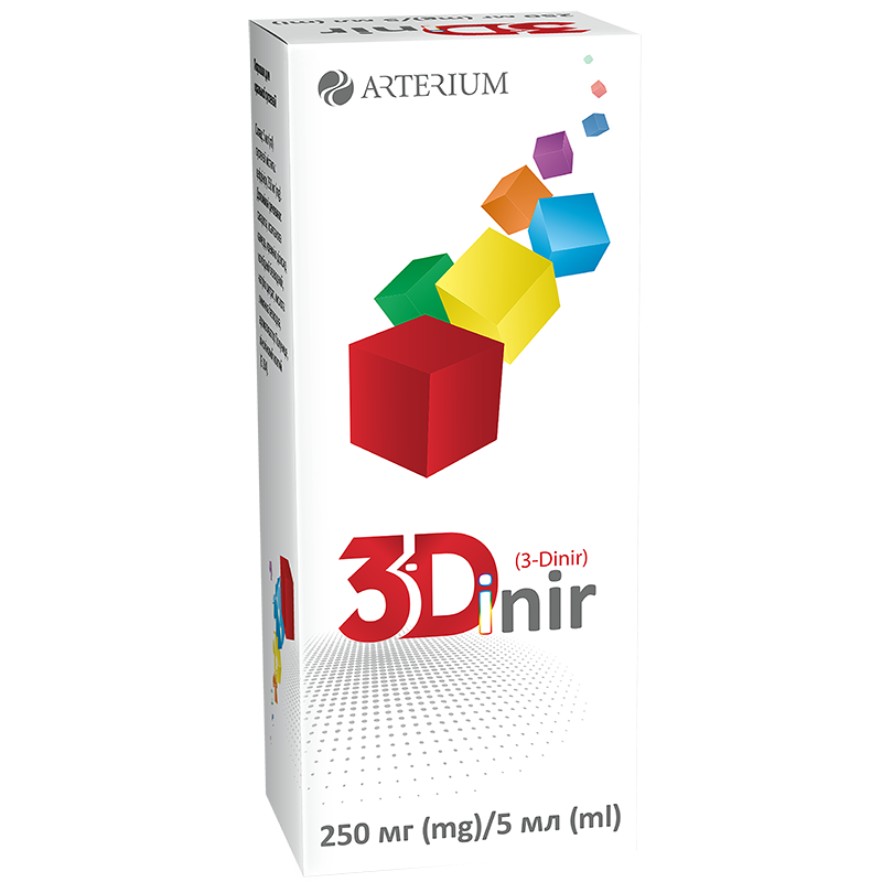3-ДІНІР,порошок для оральної суспензії,250 мг/5 мл; по 1 фл з порошком для приготування 60мл суспензії у комплекті зі шприцом-дозатором у картонній упаковці